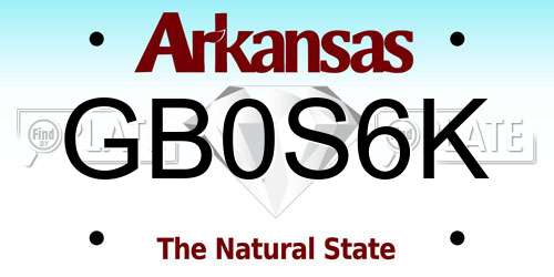 GB0S6K Arkansas License Plate