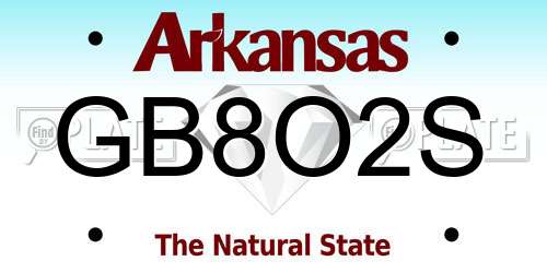 GB8O2S Arkansas License Plate