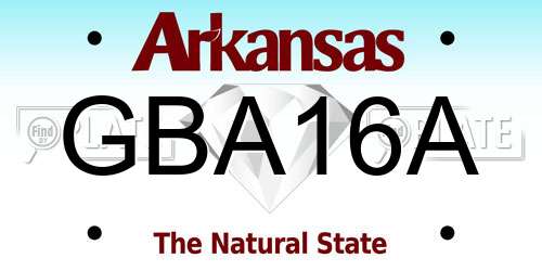 GBA16A Arkansas License Plate