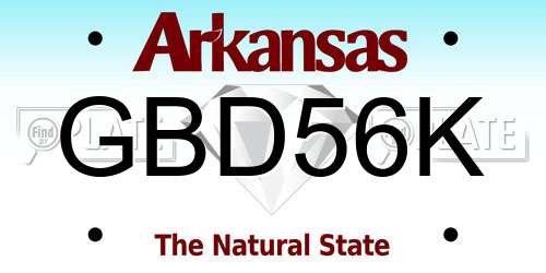 GBD56K Arkansas License Plate