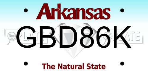 GBD86K Arkansas License Plate