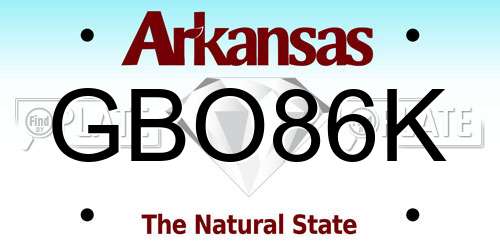 GBO86K Arkansas License Plate