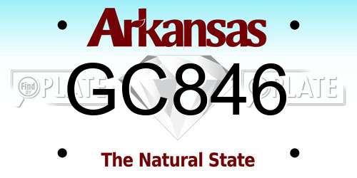 GC846 Arkansas License Plate