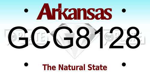 GCG8128 Arkansas License Plate