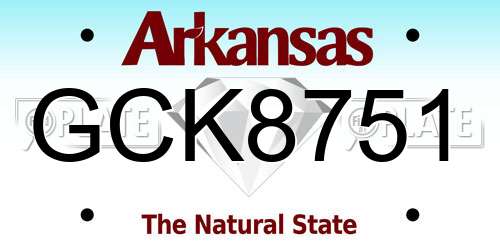 GCK8751 Arkansas License Plate