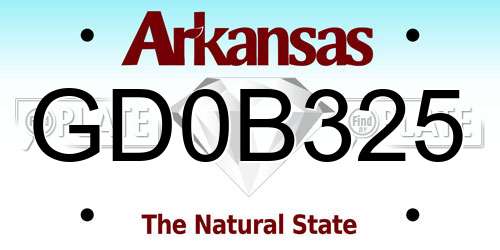 GD0B325 Arkansas License Plate