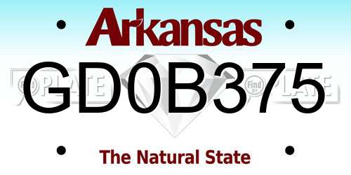 GD0B375 Arkansas License Plate