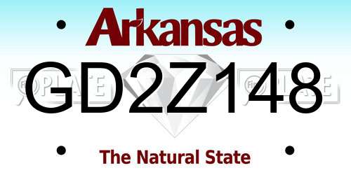 GD2Z148 Arkansas License Plate