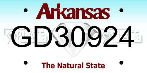 GD30924 Arkansas License Plate
