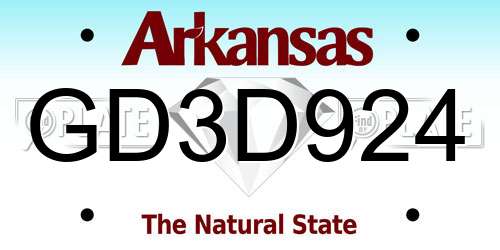 GD3D924 Arkansas License Plate