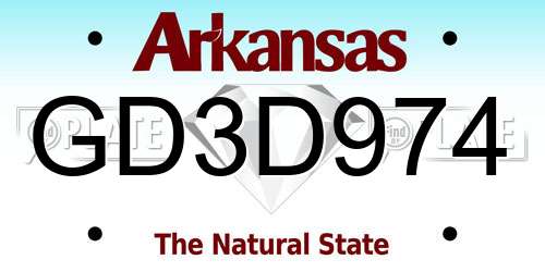 GD3D974 Arkansas License Plate