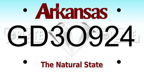 GD3O924 Arkansas License Plate