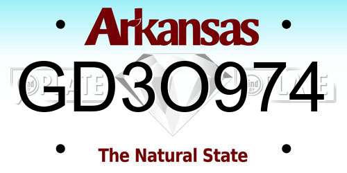 GD3O974 Arkansas License Plate