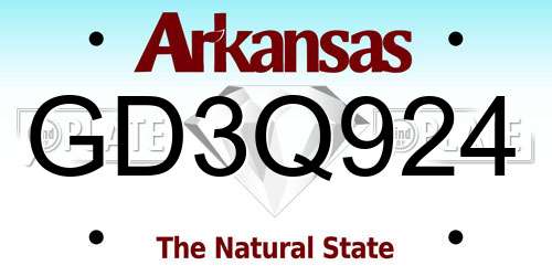 GD3Q924 Arkansas License Plate