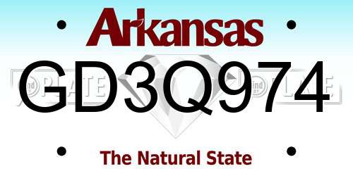 GD3Q974 Arkansas License Plate