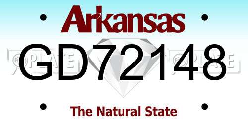 GD72148 Arkansas License Plate