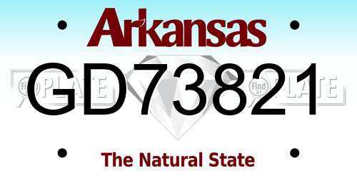 GD73821 Arkansas License Plate