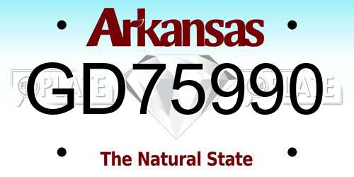 GD75990 Arkansas License Plate