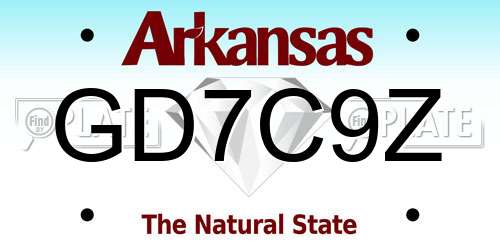 GD7C9Z Arkansas License Plate