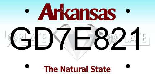 GD7E821 Arkansas License Plate