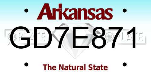 GD7E871 Arkansas License Plate