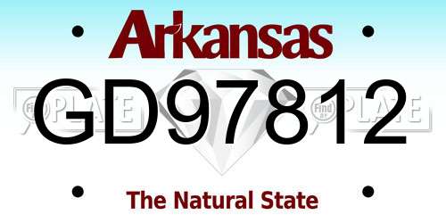 GD97812 Arkansas License Plate