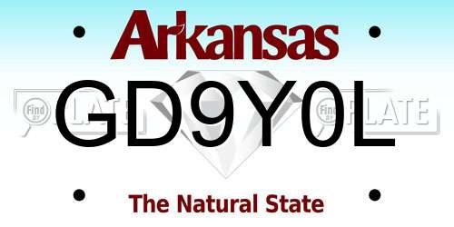 GD9Y0L Arkansas License Plate