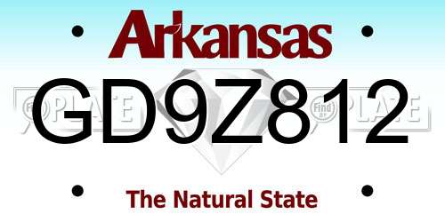 GD9Z812 Arkansas License Plate