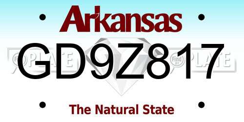 GD9Z817 Arkansas License Plate