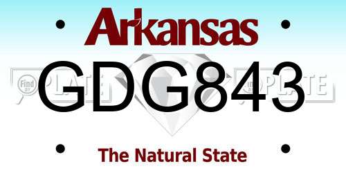 GDG843 Arkansas License Plate