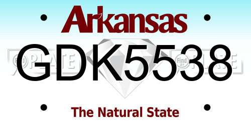 GDK5538 Arkansas License Plate