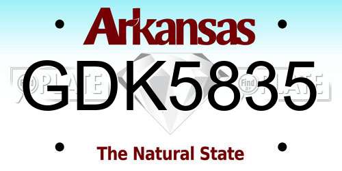 GDK5835 Arkansas License Plate