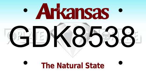 GDK8538 Arkansas License Plate