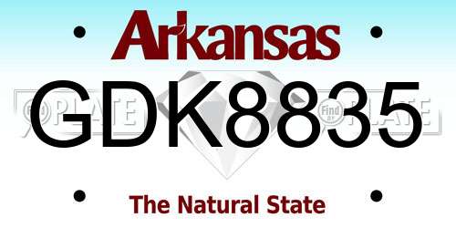 GDK8835 Arkansas License Plate