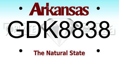 GDK8838 Arkansas License Plate