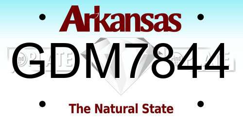 GDM7844 Arkansas License Plate
