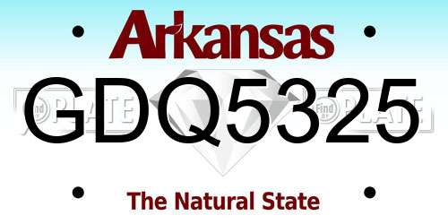 GDQ5325 Arkansas License Plate