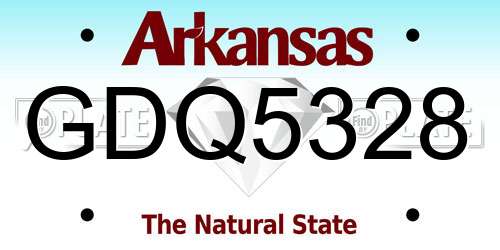 GDQ5328 Arkansas License Plate