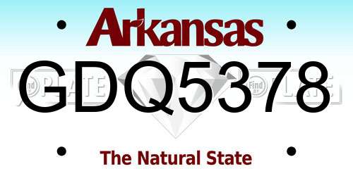 GDQ5378 Arkansas License Plate
