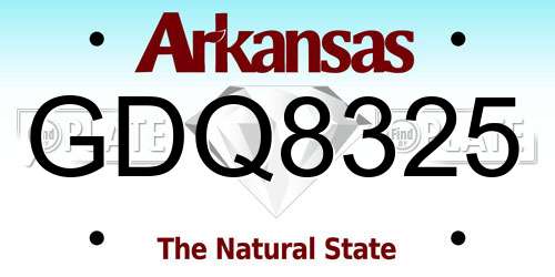 GDQ8325 Arkansas License Plate