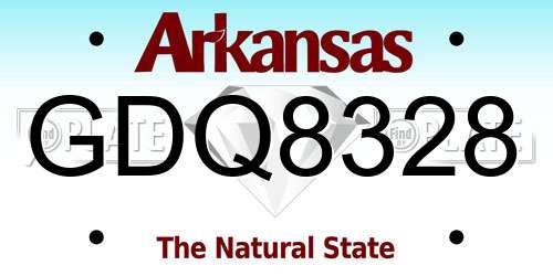 GDQ8328 Arkansas License Plate