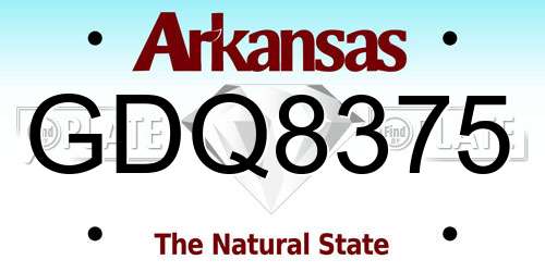 GDQ8375 Arkansas License Plate