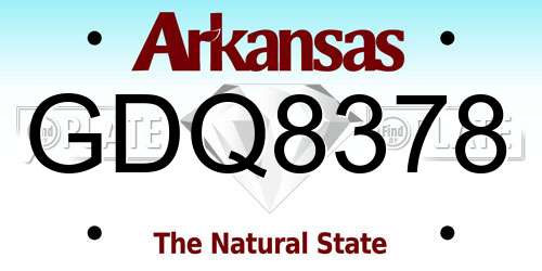 GDQ8378 Arkansas License Plate