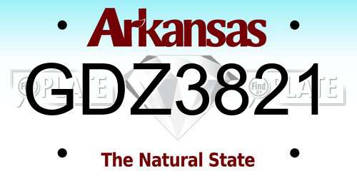 GDZ3821 Arkansas License Plate