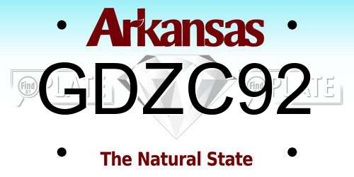 GDZC92 Arkansas License Plate