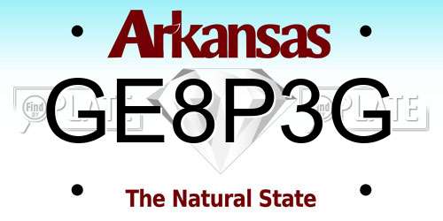 GE8P3G Arkansas License Plate