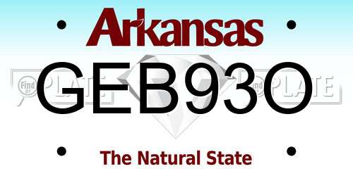 GEB93O Arkansas License Plate