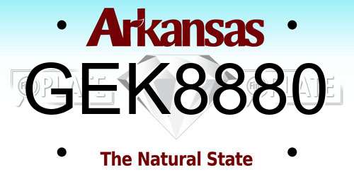 GEK8880 Arkansas License Plate