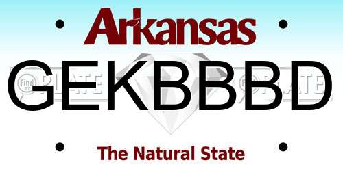 GEKBBBD Arkansas License Plate