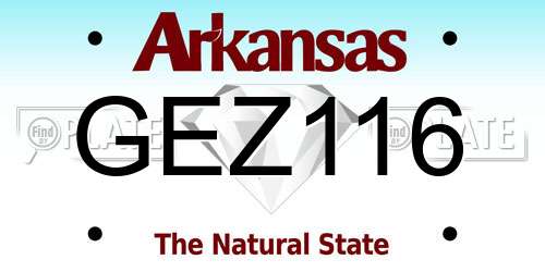 GEZ116 Arkansas License Plate